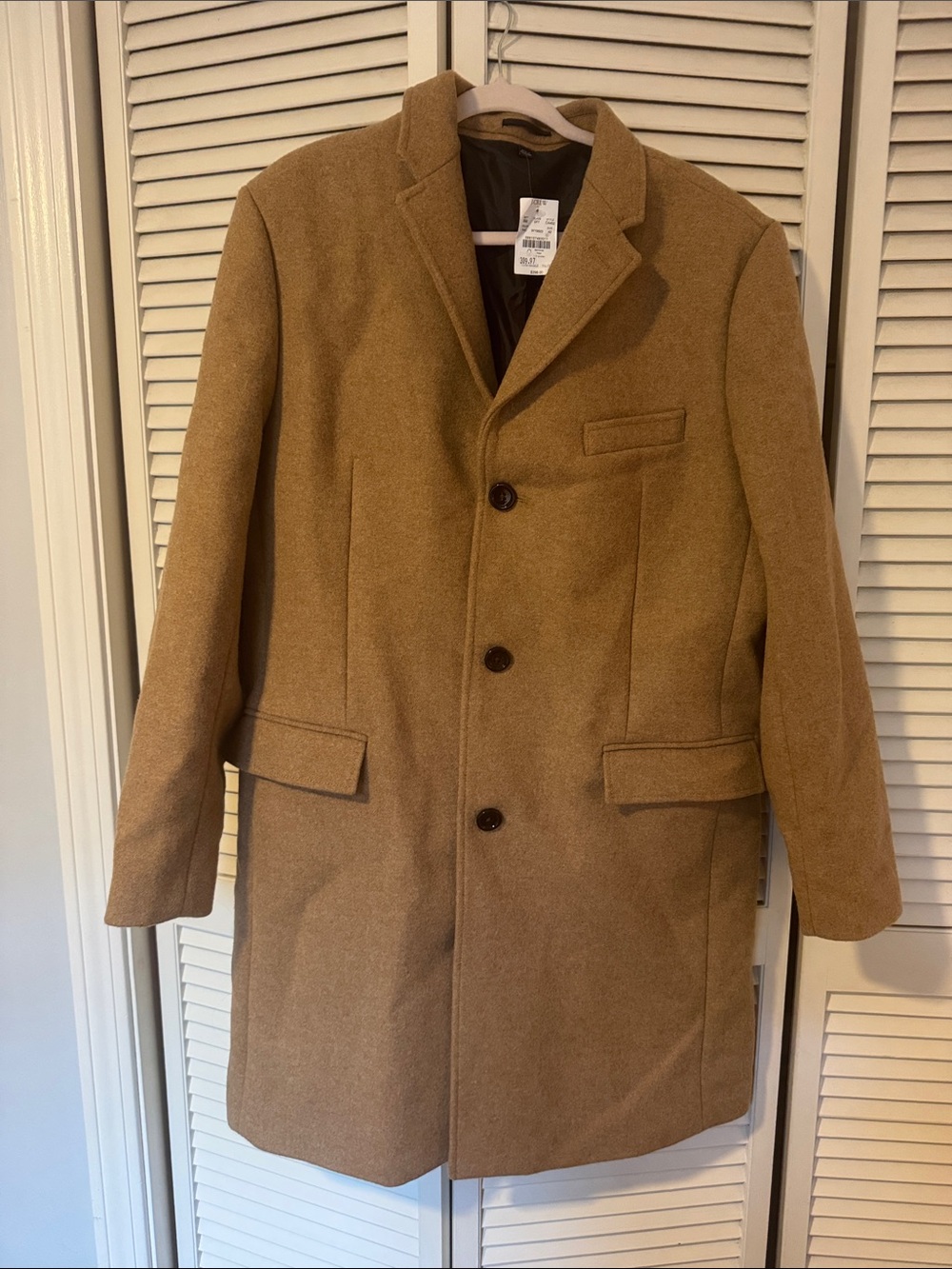 Jcrew Men's Camel Wool-Blend Overcoat